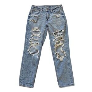 American Eagle Women’s Mom Jeans Size 4 Distressed Ripped High Rise Trendy